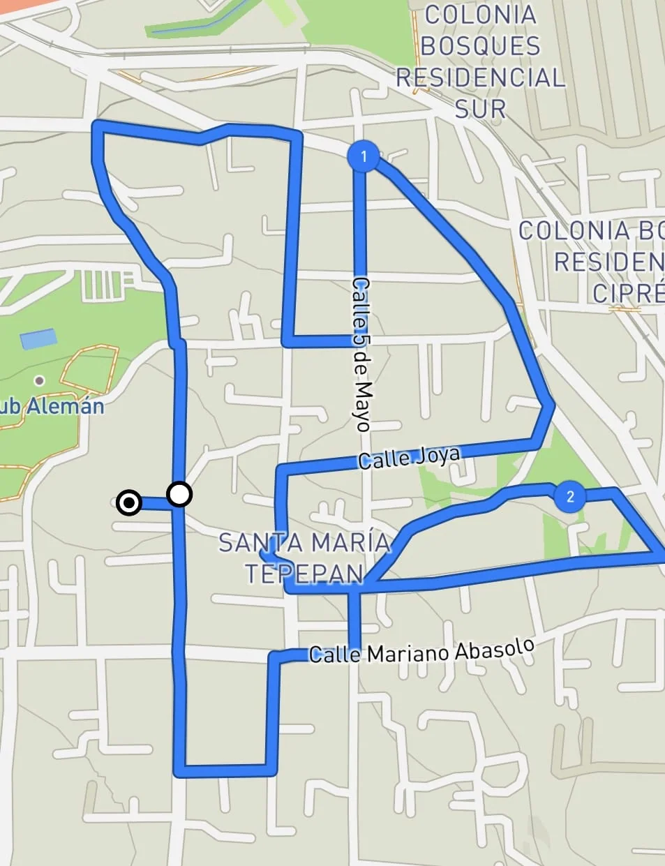 Mapa de la ruta 5 km — Carrera